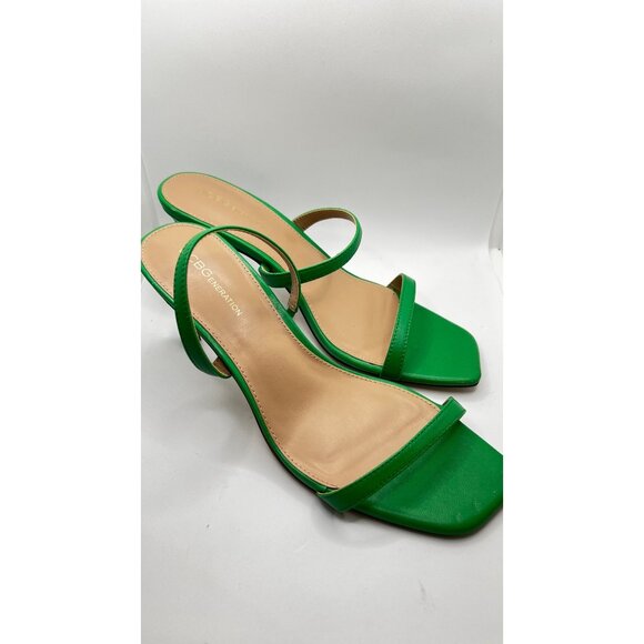 BCBGeneration Emerald Green Leather Strappy Heeled Sandals Size 10M With Box - Picture 2 of 6
